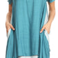 Sakkas Arina Midi Double Layered Short Sleeve Dress Solid with Pockets