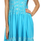 Sakkas Galina Embroidered Adjustable Spaghetti Straps Smocked Bodice Dress