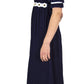 Sakkas Isabis Womens Casual Long  Lace Modest Dress with Short Sleeves Stretchy