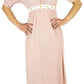 Sakkas Isabis Womens Casual Long  Lace Modest Dress with Short Sleeves Stretchy