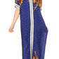 Sakkas Sabra Womens Long Casual Cover-up Tunic Kaftan V neck Dress