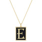Gold Dipped Enamel Rectangle Monogram Pendant Necklace