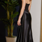 Nox Anabel E1237 Floor Length Satin Cowl Neck Strapless Gown Side Sash