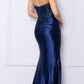 Nox Anabel E1284 Long Strapless Satin Sequin Boned Bodice Formal Gown