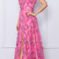Vestido de noche largo con estampado floral, escote en V y corte en A Nox Anabel E1445