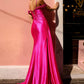 Nox Anabel E1451 Long Off the Shoulder Fitted Column Satin Dress