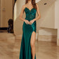 Nox Anabel E1527 Satin Sheer Boned Applique with High Slit Dress