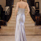 Nox Anabel E1527 Satin Sheer Boned Applique with High Slit Dress