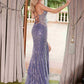 Nox Anabel E1530 Vestido largo ajustado con escote en V con apliques totalmente abaloriados