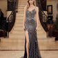 Nox Anabel E1531 Vestido Largo Escote en V con Aplicación Totalmente Bordada con Cuentas
