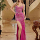 Nox Anabel E1531 Vestido Largo Escote en V con Aplicación Totalmente Bordada con Cuentas