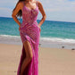 Nox Anabel E1531 Vestido Largo Escote en V con Aplicación Totalmente Bordada con Cuentas
