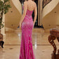 Nox Anabel E1531 Vestido Largo Escote en V con Aplicación Totalmente Bordada con Cuentas