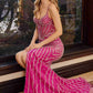 Nox Anabel E1531 Vestido Largo Escote en V con Aplicación Totalmente Bordada con Cuentas