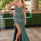 Nox Anabel E1531 Vestido Largo Escote en V con Aplicación Totalmente Bordada con Cuentas