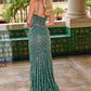 Nox Anabel E1531 Vestido Largo Escote en V con Aplicación Totalmente Bordada con Cuentas