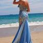 Vestido de sirena Nox Anabel E1532 de raso con apliques de lentejuelas y cintura con ballenas