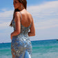 Vestido de sirena Nox Anabel E1532 de raso con apliques de lentejuelas y cintura con ballenas