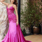 Vestido de sirena Nox Anabel E1532 de raso con apliques de lentejuelas y cintura con ballenas