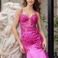 Vestido de sirena Nox Anabel E1532 de raso con apliques de lentejuelas y cintura con ballenas