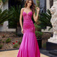 Vestido de sirena Nox Anabel E1532 de raso con apliques de lentejuelas y cintura con ballenas