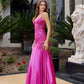 Vestido de sirena Nox Anabel E1532 de raso con apliques de lentejuelas y cintura con ballenas