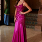 Vestido de sirena Nox Anabel E1532 de raso con apliques de lentejuelas y cintura con ballenas