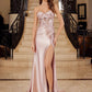 Nox Anabel E1534 Vestido de satén con escote corazón, ballenas, apliques y abertura