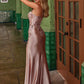 Nox Anabel E1534 Vestido de satén con escote corazón, ballenas, apliques y abertura