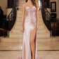 Nox Anabel E1534 Vestido de satén con escote corazón, ballenas, apliques y abertura