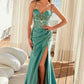 Nox Anabel E1534 Vestido de satén con escote corazón, ballenas, apliques y abertura