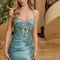 Nox Anabel E1534 Vestido de satén con escote corazón, ballenas, apliques y abertura