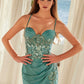 Nox Anabel E1534 Vestido de satén con escote corazón, ballenas, apliques y abertura