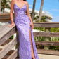 Nox Anabel E1710 Vestido Largo con Diseño Floral Completamente Bordado con Lentejuelas Aplicadas y Abertura