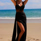 Vestido Nox Anabel E1711 con corsé transparente, apliques de cuentas y abertura