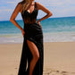 Vestido Nox Anabel E1711 con corsé transparente, apliques de cuentas y abertura
