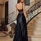 Vestido Nox Anabel E1711 con corsé transparente, apliques de cuentas y abertura