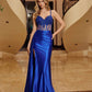 Vestido Nox Anabel E1711 con corsé transparente, apliques de cuentas y abertura