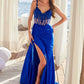 Vestido Nox Anabel E1711 con corsé transparente, apliques de cuentas y abertura
