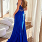 Vestido Nox Anabel E1711 con corsé transparente, apliques de cuentas y abertura