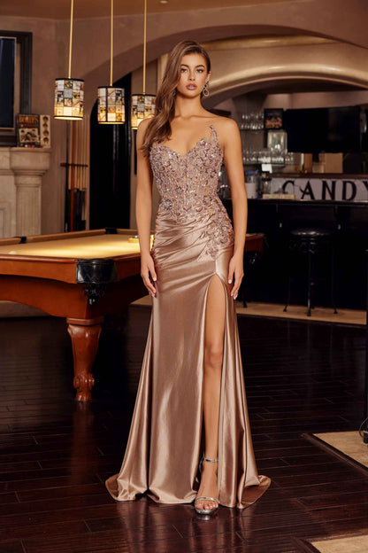 Nox Anabel E1889 Vestido de fiesta sin tirantes con escote corazón y apliques