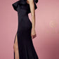 Nox Anabel E467 Long Sheath One Shoulder Ruffle Overlay Strap Gown