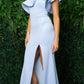 Nox Anabel E467 Long Sheath One Shoulder Ruffle Overlay Strap Gown