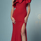 Nox Anabel E467 Long Sheath One Shoulder Ruffle Overlay Strap Gown