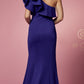 Nox Anabel E467 Long Sheath One Shoulder Ruffle Overlay Strap Gown