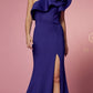 Nox Anabel E467 Long Sheath One Shoulder Ruffle Overlay Strap Gown