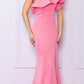 Nox Anabel E467 Long Sheath One Shoulder Ruffle Overlay Strap Gown