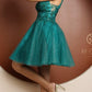 Vestido corto Nox Anabel E779 con escote en V pronunciado y corpiño bordado