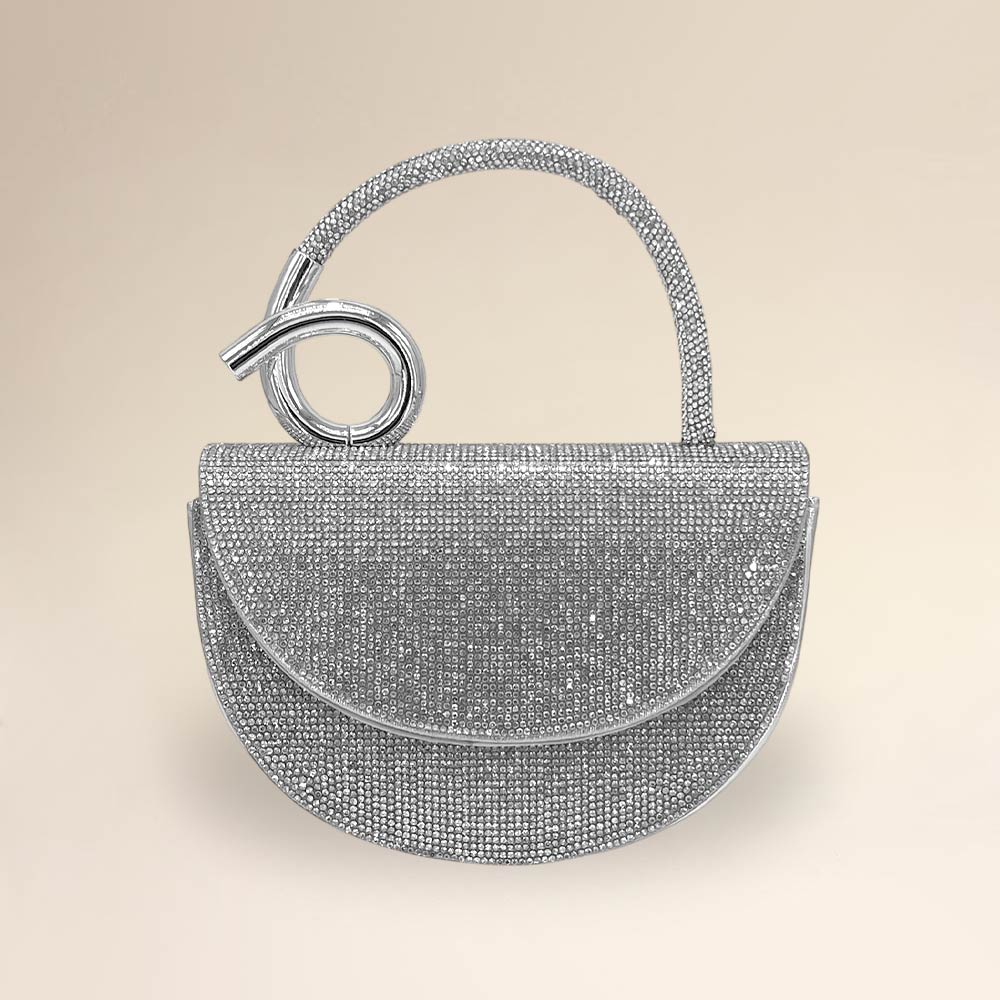 Bling Studded Top Handle Evening Crossbody Bag