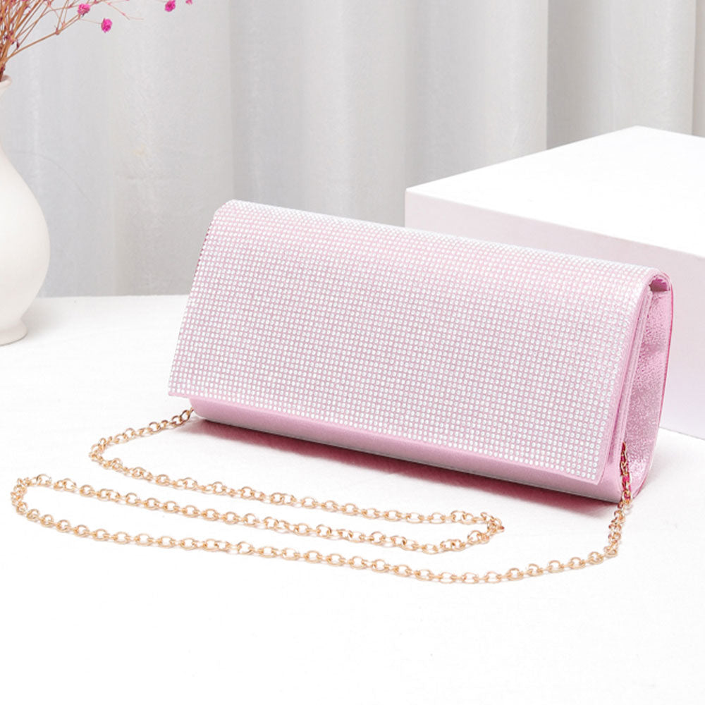Bling Solid Evening Clutch Crossbody Bag